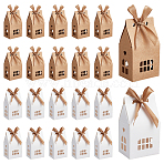 40Pcs 2 Colors House Shaped Kraft Paper Boxes with Ribbon and Window, Party Gift Boxes, Mixed Color, 7x5x12.5cm, 20pcs/color(ABAG-PH0001-55)