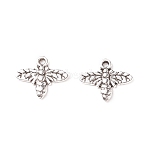 Tibetan Style Alloy Pendants, Cadmium Free & Nickel Free & Lead Free, Bees, Antique Silver, 13.5x17.5x1.5mm, Hole: 2mm(TIBEP-S019-AS-FF)