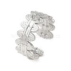 Oval 304 Stainless Steel Cuff Open Ring Setting, with Loop, Stainless Steel Color, 9mm, Hole: 2.5x2mm, 18mm(SA-CBA37BC-07P)