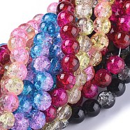 Two Tone Crackle Glass Beads, Round, Mixed Color, 8mm, Hole: 1.3~1.6mm(X-CCG-Q002-8mm-M)