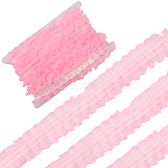 Gorgecraft 10 Yards Polyester Pleated Flower Lace Trim, Garment Accessories, Pearl Pink, 1-3/4 inch(46mm), about 10 Yards(9.14m)/Set(OCOR-GF0003-88C)