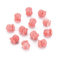 Shell Beads, Dyed, Flower, Pink, 9x7.8mm, Hole: 1.2mm(SSHEL-T014-47A)