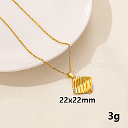 304 Stainless Steel Geometric Rhombus Pendant Necklace for Women, Minimalist Fashion Collarbone Jewelry(GD7142-4)
