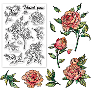 PVC Plastic Stamps, for DIY Scrapbooking, Photo Album Decorative, Cards Making, Stamp Sheets, Peony Pattern, 16x11x0.3cm(DIY-WH0167-56-1170)