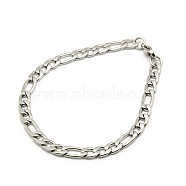 Trendy Women's 304 Stainless Steel Figaro Chain Bracelets, with Lobster Claw Clasps, Stainless Steel Color, 8-1/4 inch(210mm), 6mm(STAS-A028-B017P)