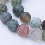 Natural Indian Agate Beads Strands, Frosted, Round, 8~8.5mm, Hole: 1mm, about 47pcs/strand, 15.5 inch(X-G-Q462-8mm-08)