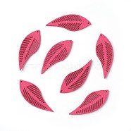 Faux Suede Big Pendant Decorations, Leaf, Camellia, 44x16x1.6mm, Hole: 1.2mm(FIND-G013-12H)