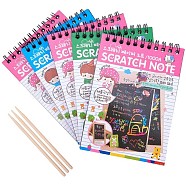 Magic Drawing Book, DIY Scratchbook Scratch Stickers Notebook, Black Cardboard Stationery Drawing Toy, Deep Sky Blue, 14x10cm, 10pcs/set, 5set, 140mm, 3pcs(DIY-PH0018-59)
