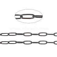 304 Stainless Steel Paperclip Chains, Soldered, with Spool, Electrophoresis Black, 5.5x2.2x0.5mm, 20m/roll.(CHS-F010-01I-B)