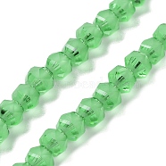 Electroplate Transparent Glass Beads Strands, Frosted, Faceted, Lantern, Lime Green, 7x7.8x7.5mm, Hole: 1.5mm, about 72pcs/strand, 20.79''(52.8cm)(EGLA-I018-FA05)