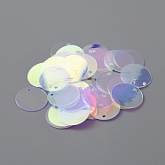 Iridescent PVC Paillette/Sequins Pendants, Flat Round, Ornament Accessories, Plum, 16x0.2mm, Hole: 1.4mm, about 420pcs/bag(PVC-WH0006-01B)