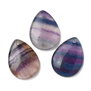 Natural Colorful Fluorite Pendants, Teardrop, 25.5x18~18.5x4mm, Hole: 1.4mm(G-Z071-03B)