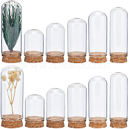 15Pcs 5 Styles Glass Dome Cover, Decorative Display Case, Cloche Bell Jar Terrarium with Cork Base, Arch, Clear, 30x45~87mm, Inner Diameter: 25mm, 3pcs/style(AJEW-CP0005-92)