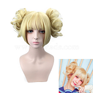 Short Blonde Lonita Cosplay Wigs, Synthetic Hero Wigs for Makeup Costume, with Bang, 9 inch(23cm)(OHAR-I015-02)