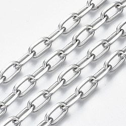 Unwelded Iron Paperclip Chains, Drawn Elongated Cable Chains, with Spool, Platinum, 13.6x7x2mm, about 32.8 Feet(10m)/roll(CH-S125-21A-02)
