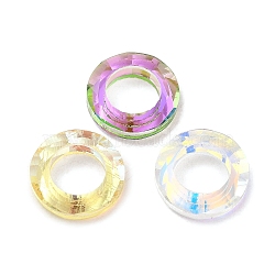Electroplate Transparent Glass Linking Rings, Crystal Cosmic Ring, Prism Rings, Faceted, Round Ring, Mixed Color, 14x3.5mm, Inner Diameter: 8mm(GLAA-F126-01)