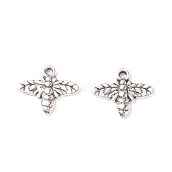 Tibetan Style Alloy Pendants, Cadmium Free & Nickel Free & Lead Free, Bees, Antique Silver, 13.5x17.5x1.5mm, Hole: 2mm(TIBEP-S019-AS-FF)