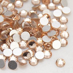 Glass Flat Back Rhinestone, Grade A, Back Plated, Faceted, Half Round, Light Peach, 3.8~4mm, about 1440pcs/bag(RGLA-C002-SS16-362)