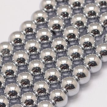 Grade AA Magnetic Synthetic Hematite Bead Strands, Round, 8mm, Hole: 1mm, about 52pcs/strand, 16 inch