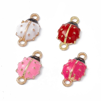 Alloy Connector Charms, with Enamel, Golden, Ladybug Links, Mixed Color, 19x10.5x4.3mm, Hole: 2mm