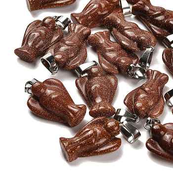 Synthetic Goldstone Pendants, with 201 Stainless Steel Finding, Angel, 24~25x15~16x7~8mm, Hole: 5x7mm