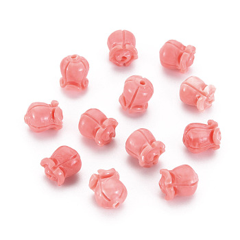 Shell Beads, Dyed, Flower, Pink, 9x7.8mm, Hole: 1.2mm