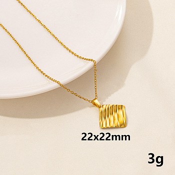 304 Stainless Steel Geometric Rhombus Pendant Necklace for Women, Minimalist Fashion Collarbone Jewelry