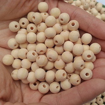 500Pcs Wood Beads, Round, Moccasin, 12mm, Hole: 3~4mm