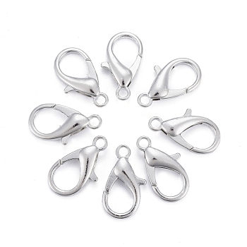 Zinc Alloy Lobster Claw Clasps, Parrot Trigger Clasps, Cadmium Free & Nickel Free & Lead Free, Platinum, 21x12mm, Hole: 2mm