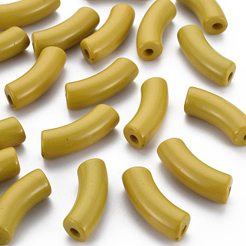 Opaque Acrylic Beads, Curved Tube, Dark Goldenrod, 36x13.5x11.5mm, Hole: 4mm, about 148pcs/500g
