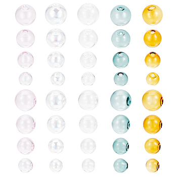 20Pcs 20 Styles Handmade Blown Glass Globe Beads, for DIY Clear Glass Bottle/Wind Chime Making, Round, Mixed Color, 17.5~18x17~17.5mm, Hole: 3.5~5mm, 1pc/style