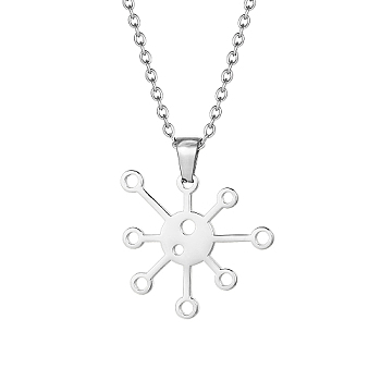 Stainless Steel Pendant Necklaces, Flower, Stainless Steel Color, No Size