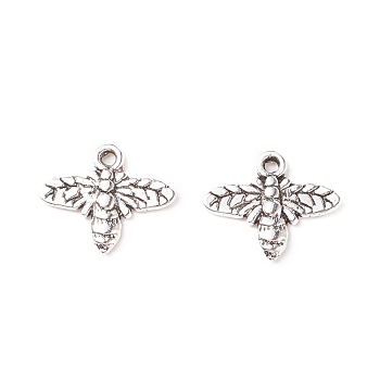 Tibetan Style Alloy Pendants, Cadmium Free & Nickel Free & Lead Free, Bees, Antique Silver, 13.5x17.5x1.5mm, Hole: 2mm
