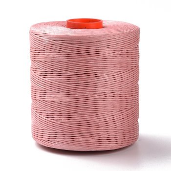 Waxed Polyester Cord for Jewelry Making, Flat, Pink, 0.7mm, about 743.65 yards(680m)/roll