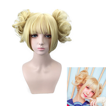 Short Blonde Lonita Cosplay Wigs, Synthetic Hero Wigs for Makeup Costume, with Bang, 9 inch(23cm)