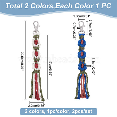 2Pcs 2 Colors Macrame Wristlet Cotton Pendant Decorations(AJEW-GO0001-02)-2
