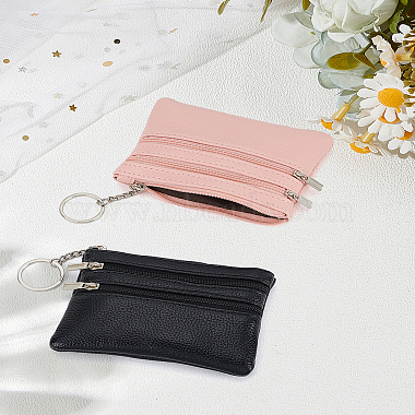 2Pcs 2 Colors PU Leather Zipper Wallets(ABAG-LP0001-91B)-1