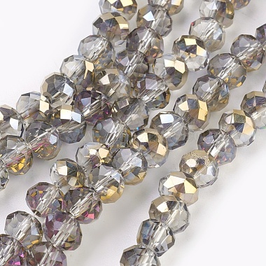 6mm Silver Rondelle Glass Beads
