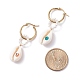 Shell Pearl Beaded Dangle Hoop Earrings(EJEW-TA00042)-4