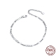 Rhodium Plated 925 Sterling Silver Figaro Chain Anklet(AJEW-F162-009P)-1
