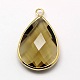 Golden Tone Brass Glass Teardrop Pendants(GLAA-M006-A-08G)-1