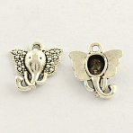 Tibetan Style Zinc Alloy Elephant Head Charms, Cadmium Free & Lead Free, Antique Silver, 16x15x4mm, Hole: 2mm, about 1205pcs/1000g(TIBEP-S287-08)