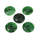 Natural Myanmar Jade Dyed Beads, Carved Disc, Green, 19~20x4.5~5.5mm, Hole: 3.5mm(G-D364-05)