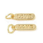 Brass Pendants, Oval with Word Love Charms, with Jump Ring, Long-Lasting Plated, Lead Free & Cadmium Free, Real 18K Gold Plated, 14x4x1.5mm, Hole: 3.5mm(KK-L245-01G-01)