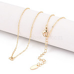 Brass Cable Chain Necklaces for Women Men, Real 18K Gold Plated, 16.54 inch(42cm)(KK-B129-30G)