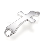 Tarnish Resistant 304 Stainless Steel Links Connectors, For Leather Cord Bracelets Jewelry Making, Cross, Stainless Steel Color, 57x25.5x3mm, Hole: 6x6mm(STAS-I158-03P)