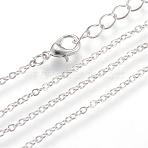 Iron Cable Chains Necklace Making, with Lobster Clasps, Soldered, Platinum, 19.6 inch(50cm)(MAK-R016-50cm-P)