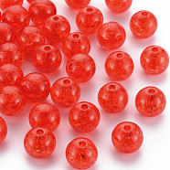 Transparent Crackle Acrylic Beads, Round, Orange Red, 12x11mm, Hole: 2mm, about 566pcs/500g.(MACR-S373-66A-N08)