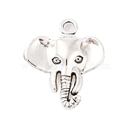 Tibetan Style Alloy Elephant Pendants, Cadmium Free & Lead Free, Antique Silver, 25x21x4mm, Hole: 2.5mm(TIBEP-1478-AS-LF)