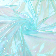 Symphony Laser Polyester Fabric, for Stage Show Costume Decoration, Cyan, 150x0.02cm(DIY-WH0401-67A)